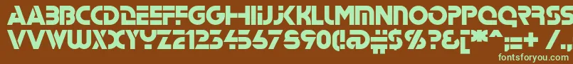 フォントStenc – 緑色の文字が茶色の背景にあります。