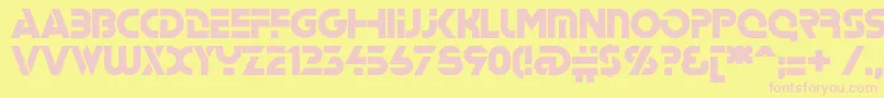 フォントStenc – ピンクのフォント、黄色の背景