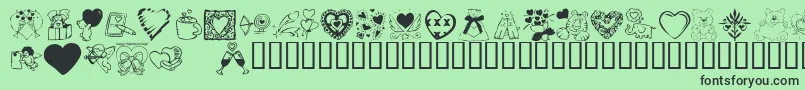 KrValentineDings2002 Font – Black Fonts on Green Background
