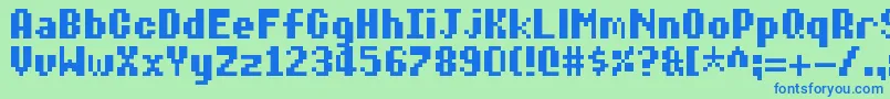 DiaryOfAn8BitMage Font – Blue Fonts on Green Background