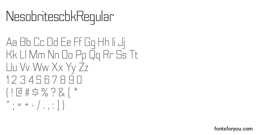 Czcionka NesobritescbkRegular – alfabet, cyfry, specjalne znaki
