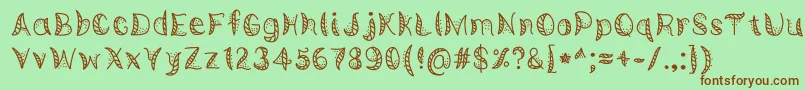 EuropeanJazzAmericanMusic Font – Brown Fonts on Green Background