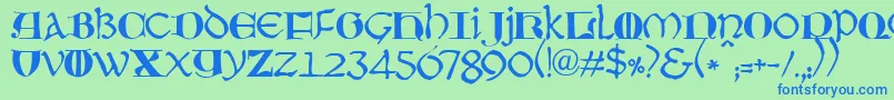 JmhMoreneta Font – Blue Fonts on Green Background