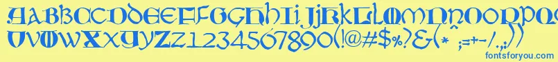 JmhMoreneta Font – Blue Fonts on Yellow Background