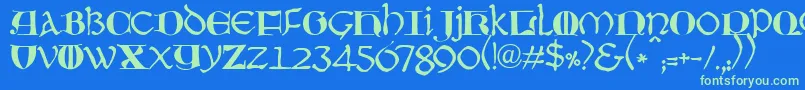 JmhMoreneta Font – Green Fonts on Blue Background