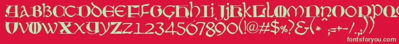 JmhMoreneta Font – Green Fonts on Red Background