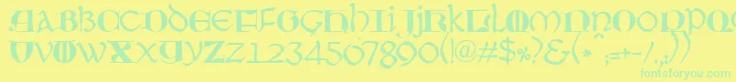 JmhMoreneta Font – Green Fonts on Yellow Background