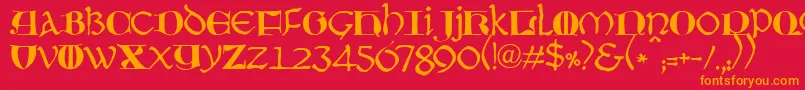 JmhMoreneta Font – Orange Fonts on Red Background