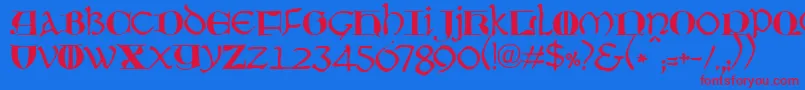 JmhMoreneta-Schriftart – Rote Schriften auf blauem Hintergrund