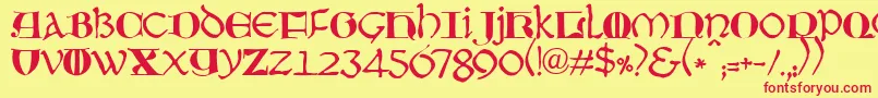 フォントJmhMoreneta – 赤い文字の黄色い背景