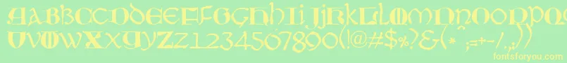 JmhMoreneta Font – Yellow Fonts on Green Background