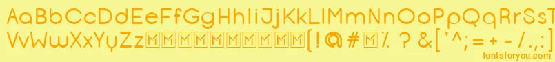 フォントOpificioRounded – オレンジの文字が黄色の背景にあります。