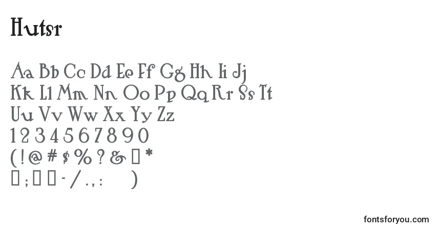 Schriftart Hutsr – Alphabet, Zahlen, spezielle Symbole