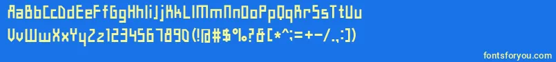 フォントHyshortsamulMedium – 黄色の文字、青い背景