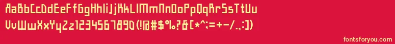 フォントHyshortsamulMedium – 黄色の文字、赤い背景