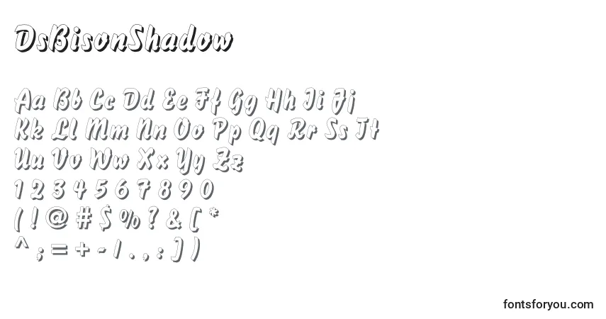 Schriftart DsBisonShadow (105826) – Alphabet, Zahlen, spezielle Symbole