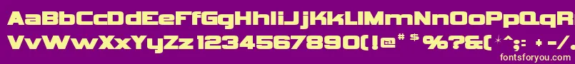 Vipnagorgialla-Schriftart – Gelbe Schriften auf violettem Hintergrund