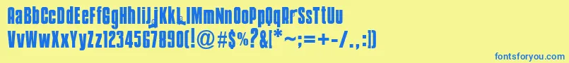 Mobsters Font – Blue Fonts on Yellow Background