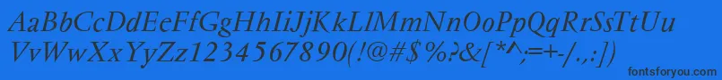 フォントVarennesItalic – 黒い文字の青い背景