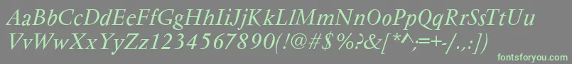 VarennesItalic-Schriftart – Grüne Schriften auf grauem Hintergrund