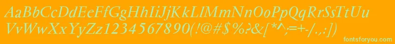 VarennesItalic-Schriftart – Grüne Schriften auf orangefarbenem Hintergrund