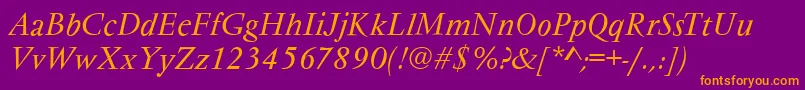 Czcionka VarennesItalic – pomarańczowe czcionki na fioletowym tle