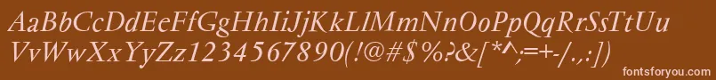 Fonte VarennesItalic – fontes rosa em um fundo marrom