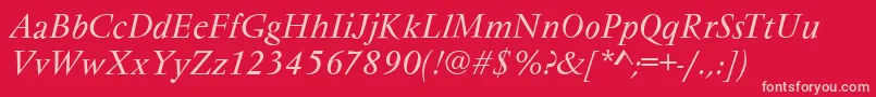Fonte VarennesItalic – fontes rosa em um fundo vermelho