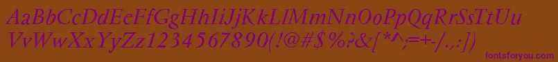 VarennesItalic Font – Purple Fonts on Brown Background