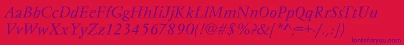 VarennesItalic Font – Purple Fonts on Red Background