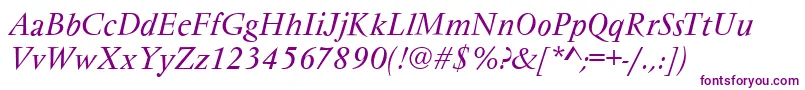 VarennesItalic-fontti – violetit fontit valkoisella taustalla