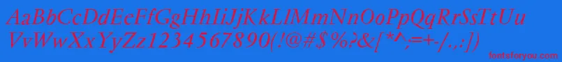 VarennesItalic Font – Red Fonts on Blue Background