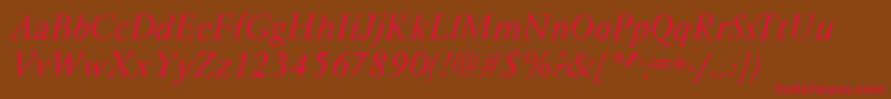 VarennesItalic-Schriftart – Rote Schriften auf braunem Hintergrund