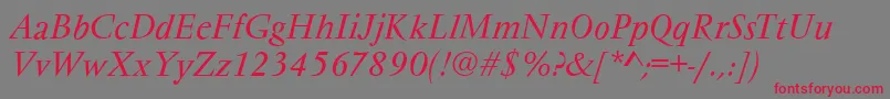 Fonte VarennesItalic – fontes vermelhas em um fundo cinza