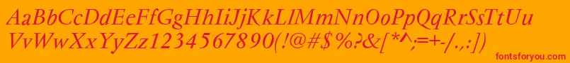 Fonte VarennesItalic – fontes vermelhas em um fundo laranja