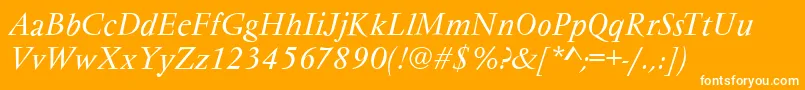 VarennesItalic-Schriftart – Weiße Schriften auf orangefarbenem Hintergrund