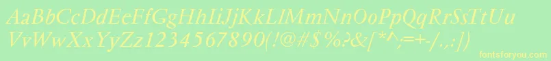 VarennesItalic Font – Yellow Fonts on Green Background