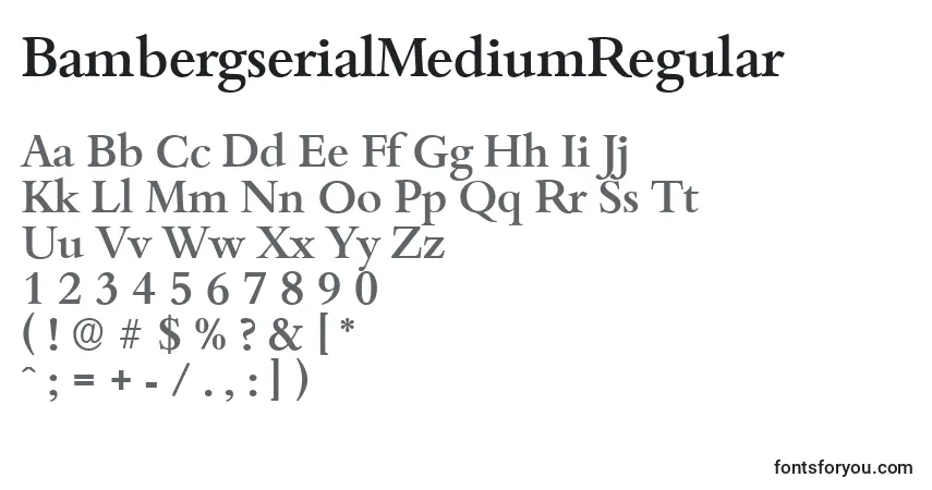 A fonte BambergserialMediumRegular – alfabeto, números, caracteres especiais