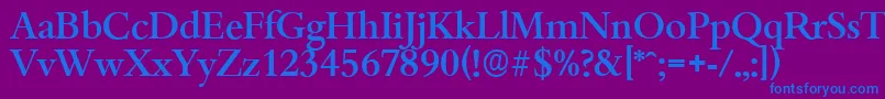 BambergserialMediumRegular-Schriftart – Blaue Schriften auf violettem Hintergrund
