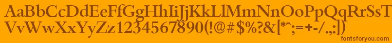 BambergserialMediumRegular-fontti – ruskeat fontit oranssilla taustalla