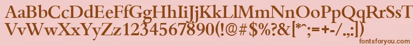 Fonte BambergserialMediumRegular – fontes marrons em um fundo rosa