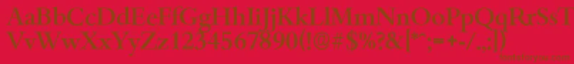 BambergserialMediumRegular-fontti – ruskeat fontit punaisella taustalla