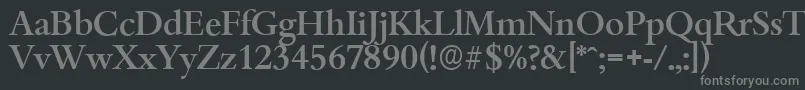 BambergserialMediumRegular-fontti – harmaat kirjasimet mustalla taustalla