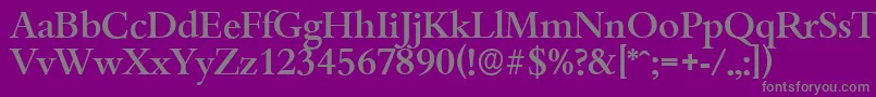 BambergserialMediumRegular-fontti – harmaat kirjasimet violetilla taustalla