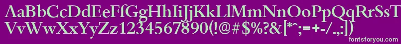 BambergserialMediumRegular-fontti – vihreät fontit violetilla taustalla