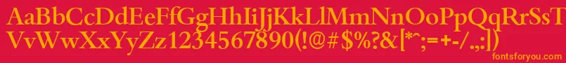 BambergserialMediumRegular-Schriftart – Orangefarbene Schriften auf rotem Hintergrund