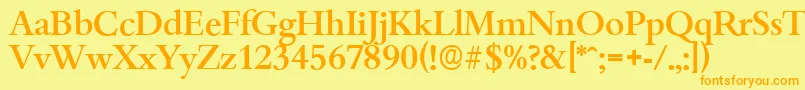 BambergserialMediumRegular-Schriftart – Orangefarbene Schriften auf gelbem Hintergrund
