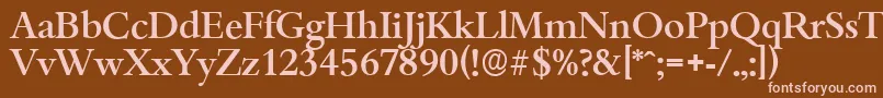 BambergserialMediumRegular-fontti – vaaleanpunaiset fontit ruskealla taustalla