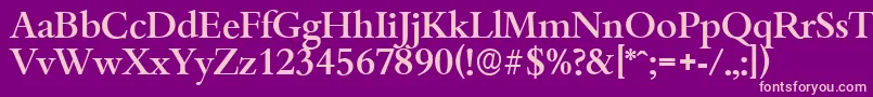 BambergserialMediumRegular-fontti – vaaleanpunaiset fontit violetilla taustalla