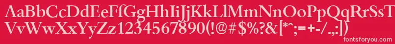 BambergserialMediumRegular-fontti – vaaleanpunaiset fontit punaisella taustalla